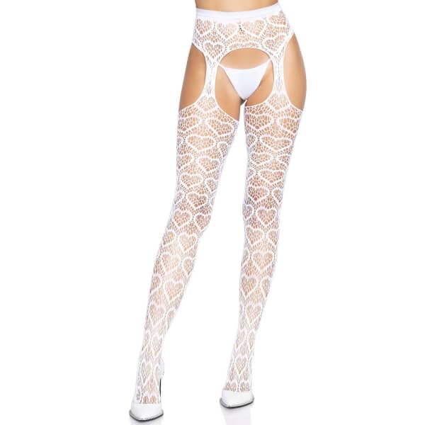 Leg Avenue - Heart Net Suspender Hose White