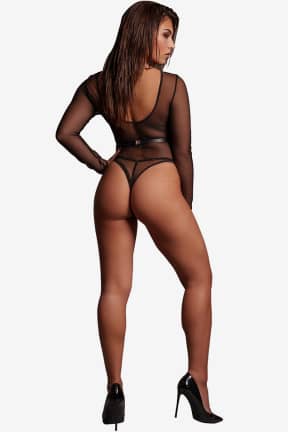 All Le Désir - Lexy - Harness and Mesh Body - One Size - Black - Strappy harness lines over stretch mesh hug your curves for a daring, semi-sheer look.  
One size flexes with you, making it an effortless confidence boost for nights out or in.