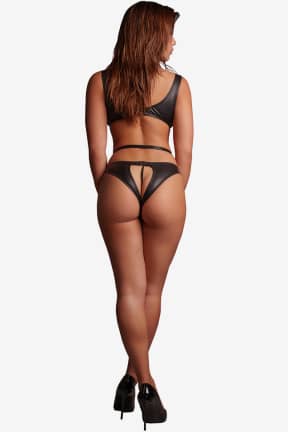 All Le Désir - Mollie - PVC Crotchless Panty and Scoop Neck Top - One Size - Black - Glossy PVC-look allure with a daring open-crotch cut for instant, intimate access.  
Stretchy two-piece fit begs to be mixed, matched, and shown off with confidence.