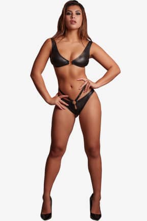 All Le Désir - Mollie - PVC Crotchless Panty and Scoop Neck Top - One Size - Black - Glossy PVC-look allure with a daring open-crotch cut for instant, intimate access.  
Stretchy two-piece fit begs to be mixed, matched, and shown off with confidence.