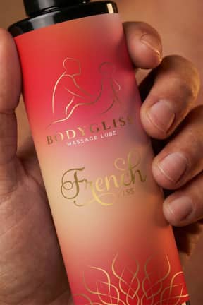 All BodyGliss - French Kiss Massage Lube - 150 ml - Silky, long-lasting glide that stays smooth and never gets sticky.  
Neroli-scented and skin-softening, so massage can easily turn into more.