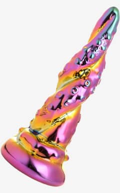 Dildos Creature Cocks - Enchanting Rainbow Glass Dildo - Yellow & Pink - Iridescent glass Dildo with spiraled tentacles delivers firm, textured thrills and a fantasy glow-up. Temperature-play ready, body-safe, nonporous, and dishwasher-safe for easy, confident care.