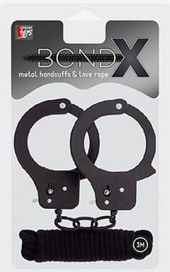 BDSM BondX Cuffs & Bondagerep - Svart