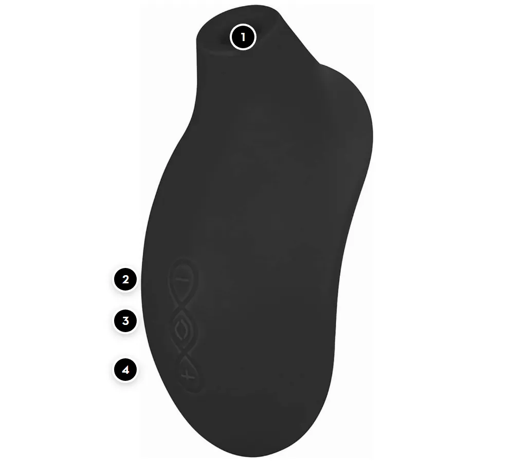 LELO Sona 2 from the back, with the opening and buttons